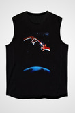 Unisex E.T. (E.T. the Extra-Terrestrial) Baskılı Siyah Kolsuz T-shirt