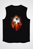Unisex E.T. (E.T. the Extra-Terrestrial) Baskılı Siyah Kolsuz Tişört