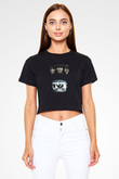 Unisex En Uzun Gün (The Longest Day) Baskılı Siyah Crop Top T-shirt