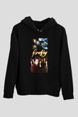Unisex Firefly Baskılı Siyah Kapüşonlu Sweatshirt