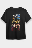 Unisex Firefly Baskılı Siyah Tişört