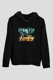 Unisex Firefly Baskılı Siyah Unisex Kapüşonlu Sweatshirt
