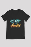 Unisex Firefly Baskılı Siyah Unisex V Yaka Tişört