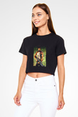 Unisex First Blood Baskılı Siyah Crop Top Tişört