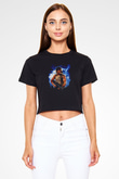 Unisex First Blood Baskılı Siyah Crop Top Tshirt