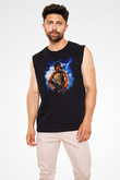 Unisex First Blood Baskılı Siyah Kolsuz Tshirt