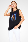Unisex First Blood Baskılı Siyah Kolsuz Tshirt