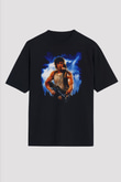 Unisex First Blood Baskılı Siyah Oversize Tshirt