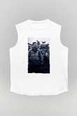 Unisex Fury Baskılı Beyaz Kolsuz Tshirt
