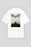 Unisex Game of Thrones Baskılı Beyaz Oversize Tişört