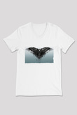 Unisex Game of Thrones Baskılı Beyaz V Yaka Tshirt