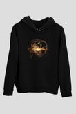 Unisex Game of Thrones Baskılı Siyah Kapüşonlu Sweatshirt