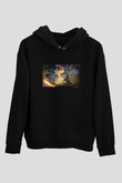 Unisex Game of Thrones Baskılı Siyah Kapüşonlu Sweatshirt