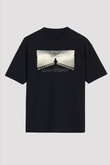 Unisex Game of Thrones Baskılı Siyah Oversize Tişört