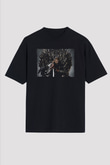 Unisex Game of Thrones Baskılı Siyah Unisex Oversize Tshirt