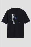 Unisex Game of Thrones Baskılı Siyah Unisex Oversize Tişört