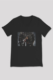 Unisex Game of Thrones Baskılı Siyah Unisex V Yaka Tshirt
