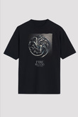 Unisex Game of Thrones Siyah Unisex Oversize Tshirt