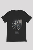 Unisex Game of Thrones Siyah Unisex V Yaka Tshirt