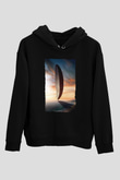 Unisex Geliş (Arrival) Baskılı Siyah Kapüşonlu Sweatshirt