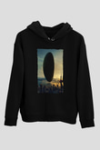 Unisex Geliş (Arrival) Baskılı Siyah Kapüşonlu Sweatshirt