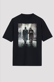 Unisex Genius Baskılı Siyah Oversize Tshirt