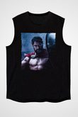 Unisex Gerard Butler 300 Spartalı Baskılı Siyah Kolsuz T-shirt