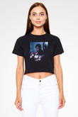 Unisex Gerard Butler 300 Spartalı Baskılı Siyah Crop Top T-shirt
