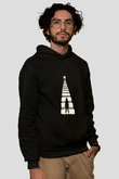 Unisex Gizli Gerçek (Run) Baskılı Siyah Kapüşonlu Sweatshirt