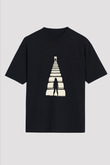 Unisex Gizli Gerçek (Run) Baskılı Siyah Oversize Tshirt