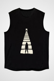 Unisex Gizli Gerçek (Run) Baskılı Siyah Kolsuz Tshirt