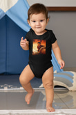 Unisex Gladyatör Baskılı Siyah Bebek Body - Zıbın
