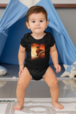 Unisex Gladyatör Baskılı Siyah Bebek Body - Zıbın