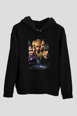 Unisex Glass Baskılı Siyah Kapüşonlu Sweatshirt