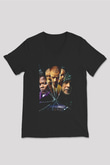 Unisex Glass Baskılı Siyah V Yaka Tshirt
