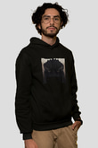 Unisex Godzilla Baskılı Siyah Kapüşonlu Sweatshirt