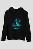 Unisex Godzilla II Canavarlar Kralı (Godzilla King of the Monsters) Baskılı Siyah Kapüşonlu Sweatshirt