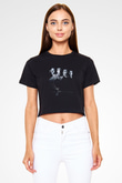 Unisex Güçlüler Bölgesi (Cop Land) Baskılı Siyah Crop Top T-shirt