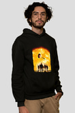 Unisex Gün Işığı (Sunshine) Baskılı Siyah Kapüşonlu Sweatshirt