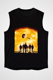 Unisex Gün Işığı (Sunshine) Baskılı Siyah Kolsuz T-shirt