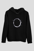 Unisex Halka (The Ring) Baskılı Siyah Kapüşonlu Sweatshirt