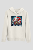 Unisex Hayalet Avcıları (Ghostbusters) Baskılı Beyaz Kapüşonlu Sweatshirt