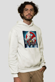 Unisex Hayalet Avcıları (Ghostbusters) Baskılı Beyaz Kapüşonlu Sweatshirt