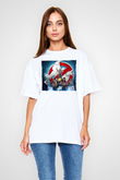 Unisex Hayalet Avcıları (Ghostbusters) Baskılı Beyaz Oversize Oversize T-shirt