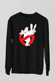 Unisex Hayalet Avcıları (Ghostbusters) Baskılı Siyah Sweatshirt