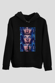 Unisex Hayat (Life) Baskılı Siyah Kapüşonlu Sweatshirt