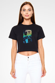 Unisex Hayvan Mezarlığı (Pet Sematary) Baskılı Siyah Crop Top Tişört