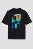 Unisex Hayvan Mezarlığı (Pet Sematary) Baskılı Siyah Oversize Tişört