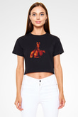 Unisex Hellboy Baskılı Siyah Crop Top T-shirt