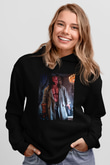 Unisex Hellboy Baskılı Siyah Kapüşonlu Sweatshirt